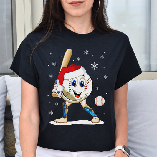Baseball Christmas Unisex shirt baseball player Holiday tee Black Dark Heather-Black-Family-Gift-Planet