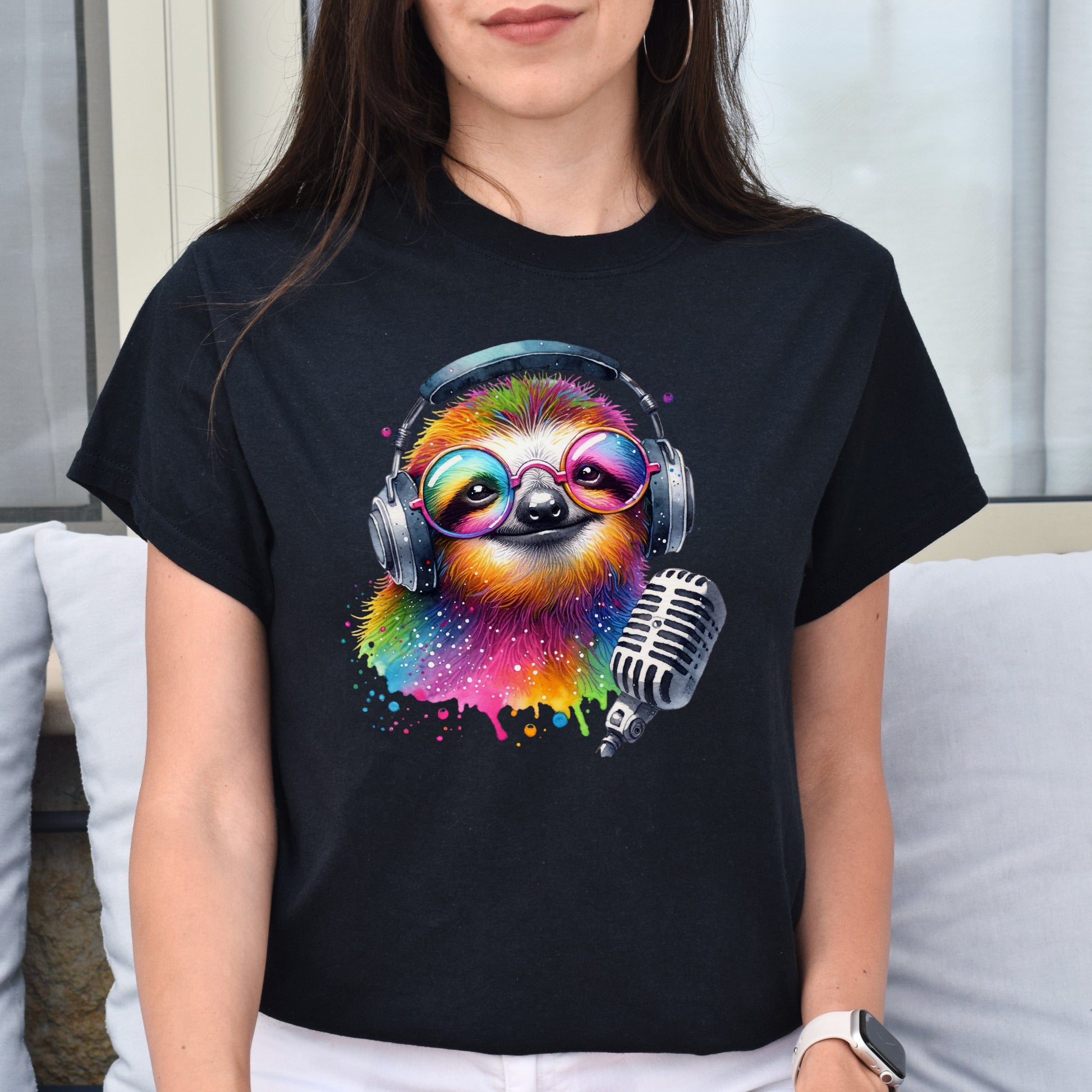 Sloth singer Unisex T-Shirt vocal instructor graduation gift musician tee Black Navy Dark Heather-Family-Gift-Planet