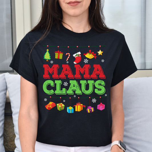 Mama Claus Christmas Unisex Shirt Mother Holiday tee Black Dark Heather-Black-Family-Gift-Planet