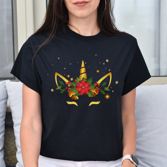 Unicorn Christmas Unisex shirt unicorn Holiday tee Black Dark Heather-Black-Family-Gift-Planet