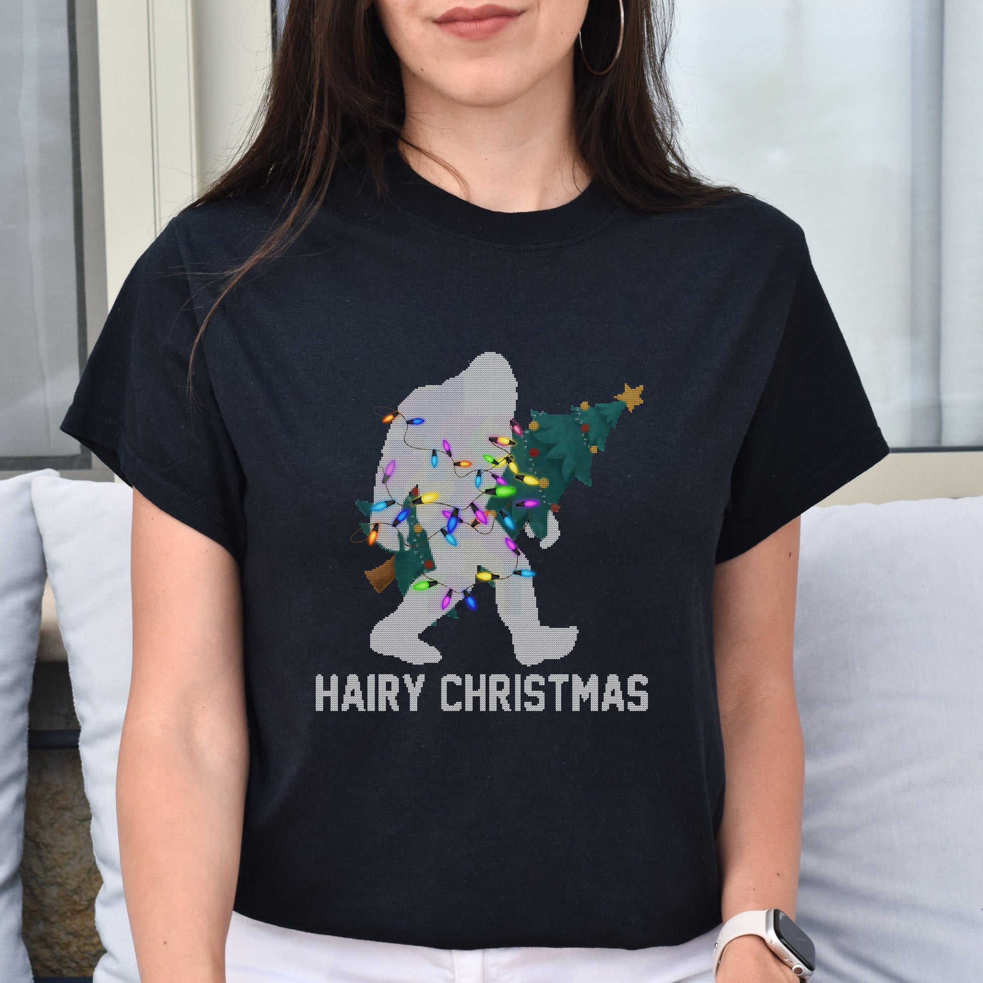 Hairy Christmas Unisex shirt Big foot Holiday tee Black Dark Heather-Black-Family-Gift-Planet