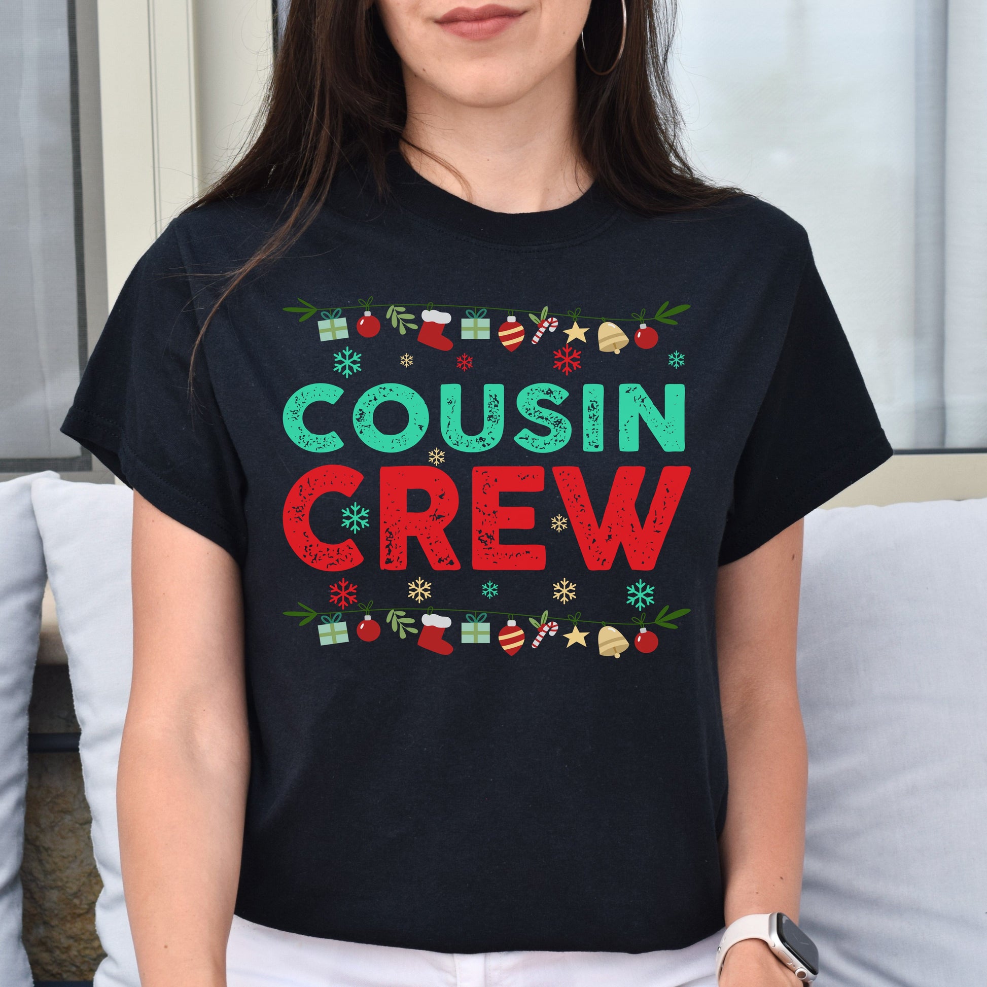 Cousin Crew Christmas Unisex Shirt Christmas party tee Black Dark Heather-Family-Gift-Planet