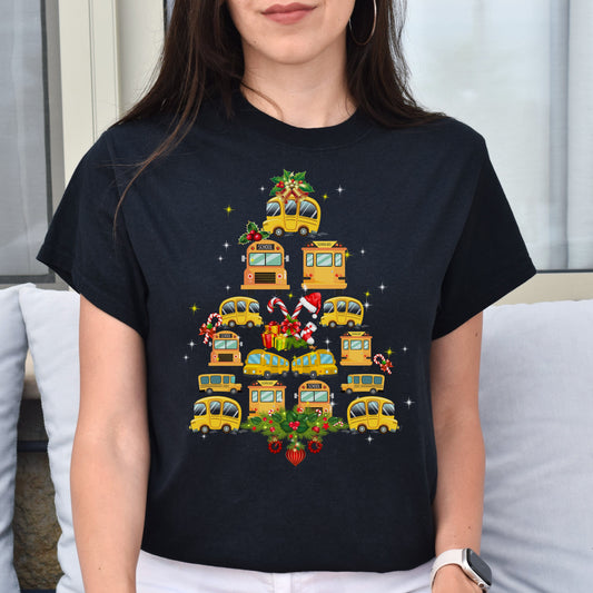 School Bus Driver Christmas Tree Unisex shirt Black Dark Heather-Black-Family-Gift-Planet