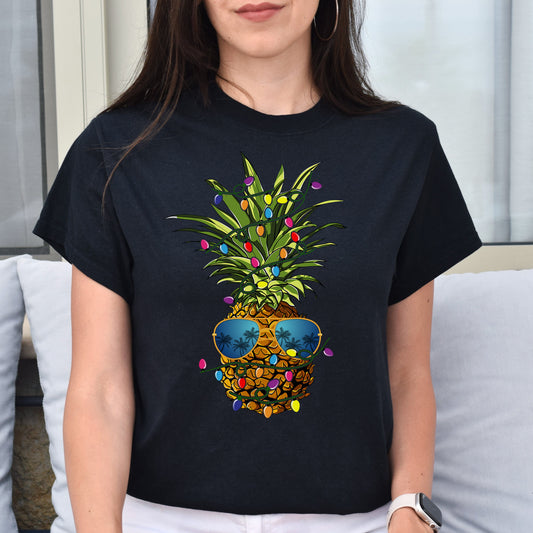 Pineapple Christmas Unisex shirt cool pineapple tee Black Dark Heather-Black-Family-Gift-Planet