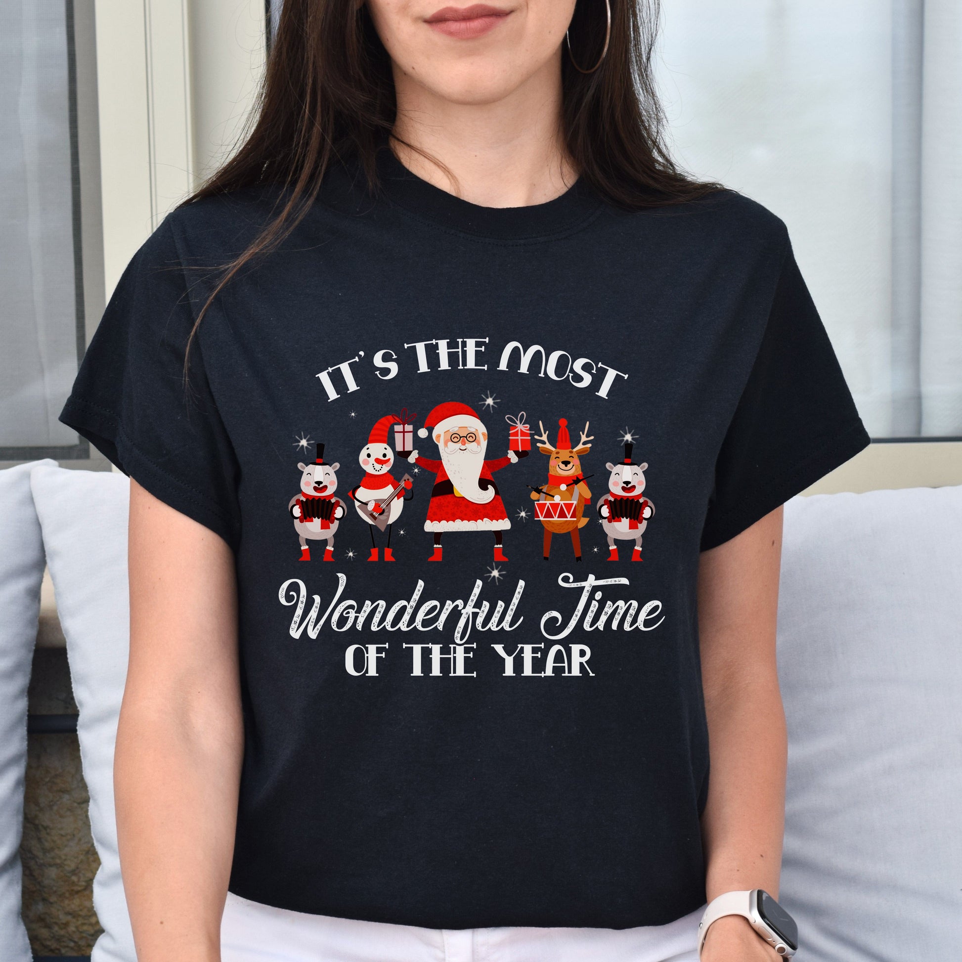 Christmas Unisex shirt Most wonderful time of the year Holiday tee Black Dark Heather-Black-Family-Gift-Planet
