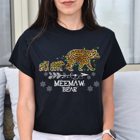 Meemaw bear Christmas Unisex shirt mama Holiday tee Black Dark Heather-Black-Family-Gift-Planet