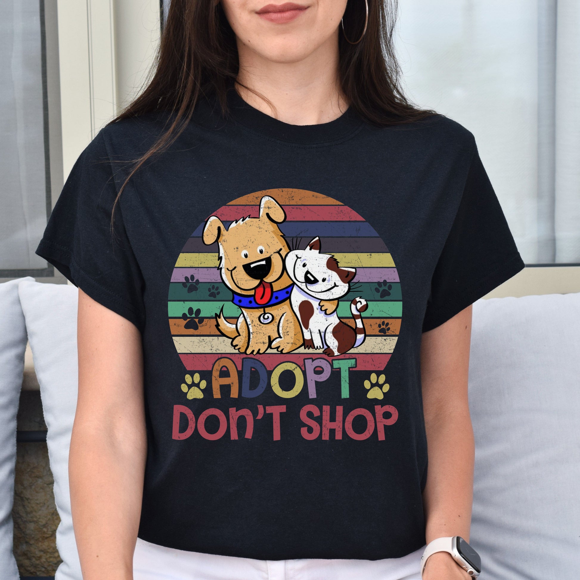 Adopt don't shop Unisex t-shirt dog cat adoption tee black dark heather-Black-Family-Gift-Planet
