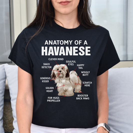 Anatomy of a Havanese Unisex T-Shirt gift Havanese dog owner tee black dark heather-Black-Family-Gift-Planet