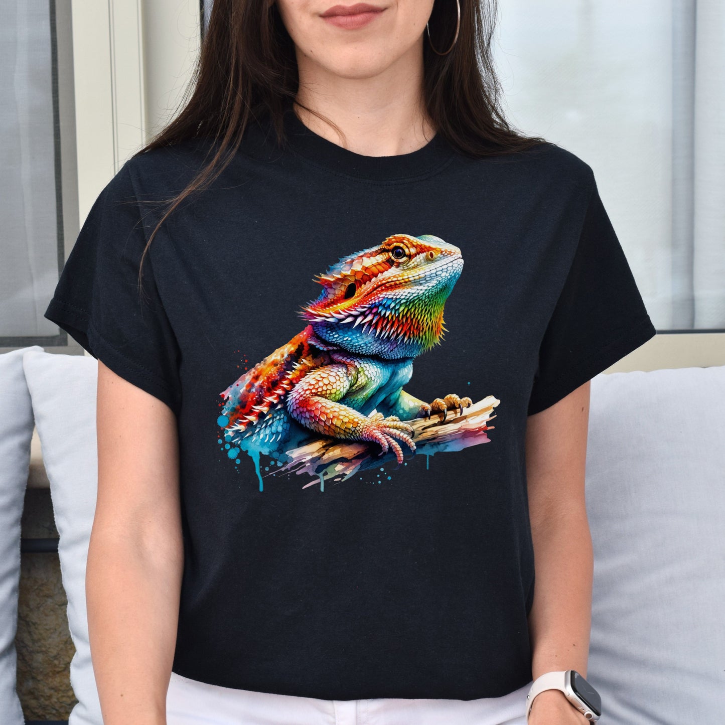 Colorful Bearded Dragon mama Unisex T-shirt Black Navy Dark Heather-Family-Gift-Planet