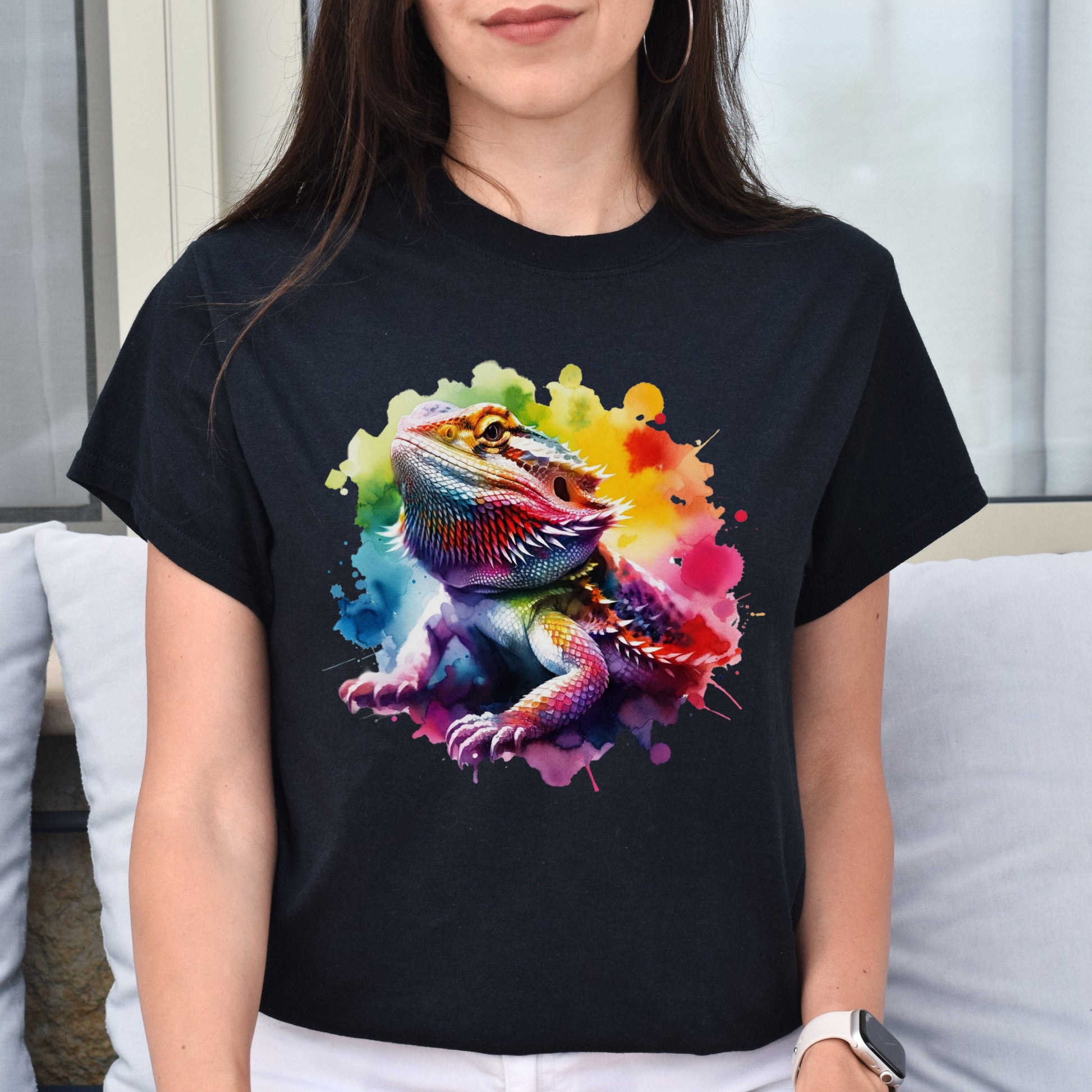 Bearded Dragon mom Color Splash Unisex T-shirt Black Navy Dark Heather-Family-Gift-Planet