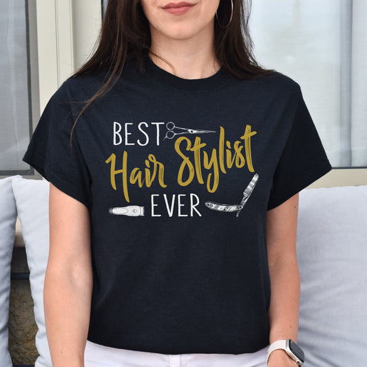 Best hair stylist ever Unisex T-shirt hairdresser haircutter tee black dark heather-Black-Family-Gift-Planet