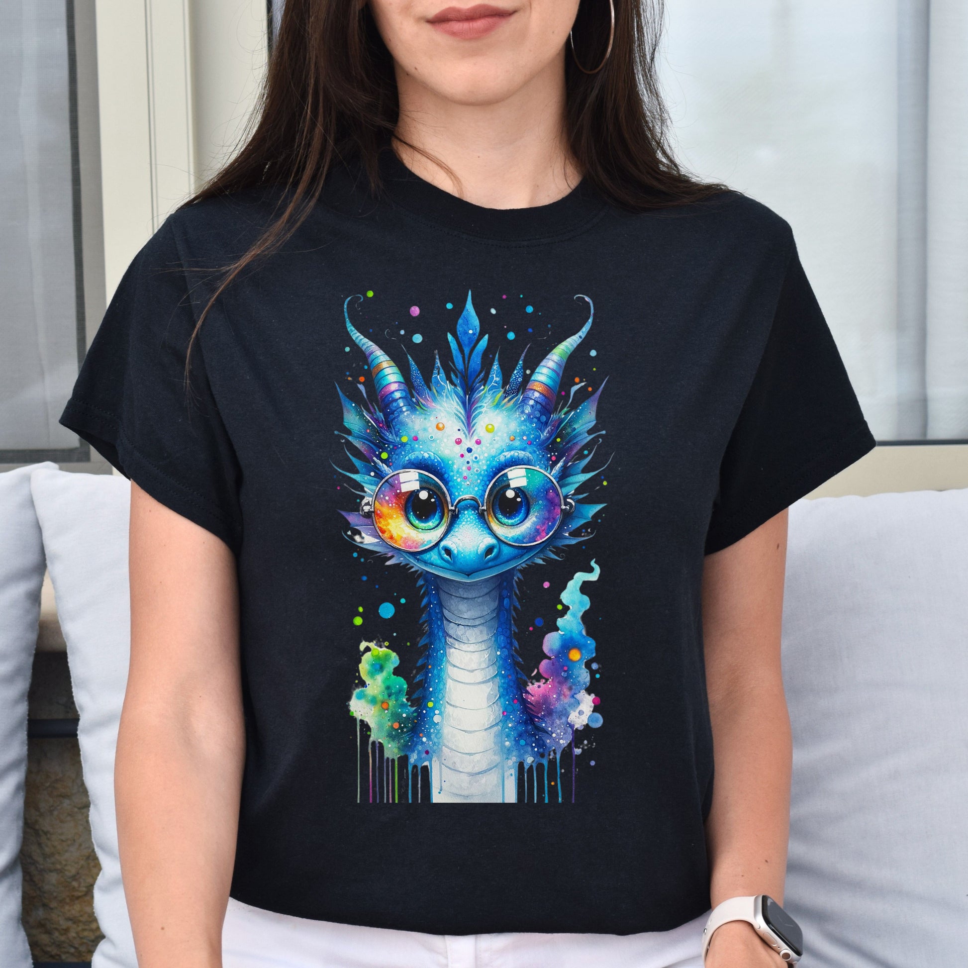 Blue Dragon Color Splash Unisex T-shirt 2024 new year tee-Family-Gift-Planet