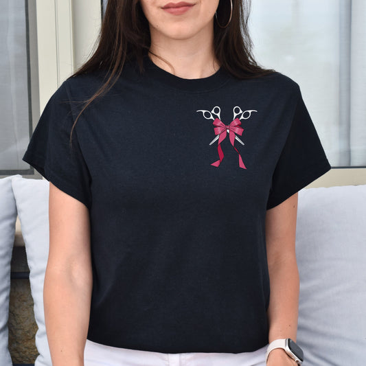 Scissors pocket Unisex T-shirt hairdresser haircutter tee black dark heather-Black-Family-Gift-Planet
