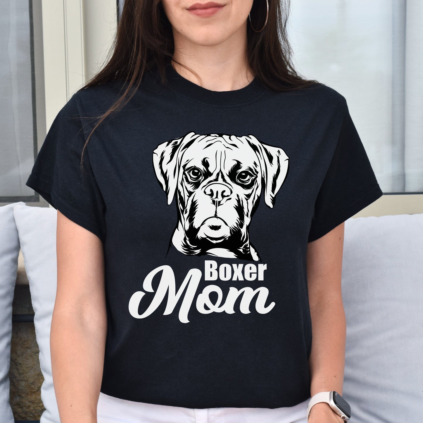 Boxer Mom Unisex T-Shirt gift Boxer dog owner tee black dark heather-Family-Gift-Planet