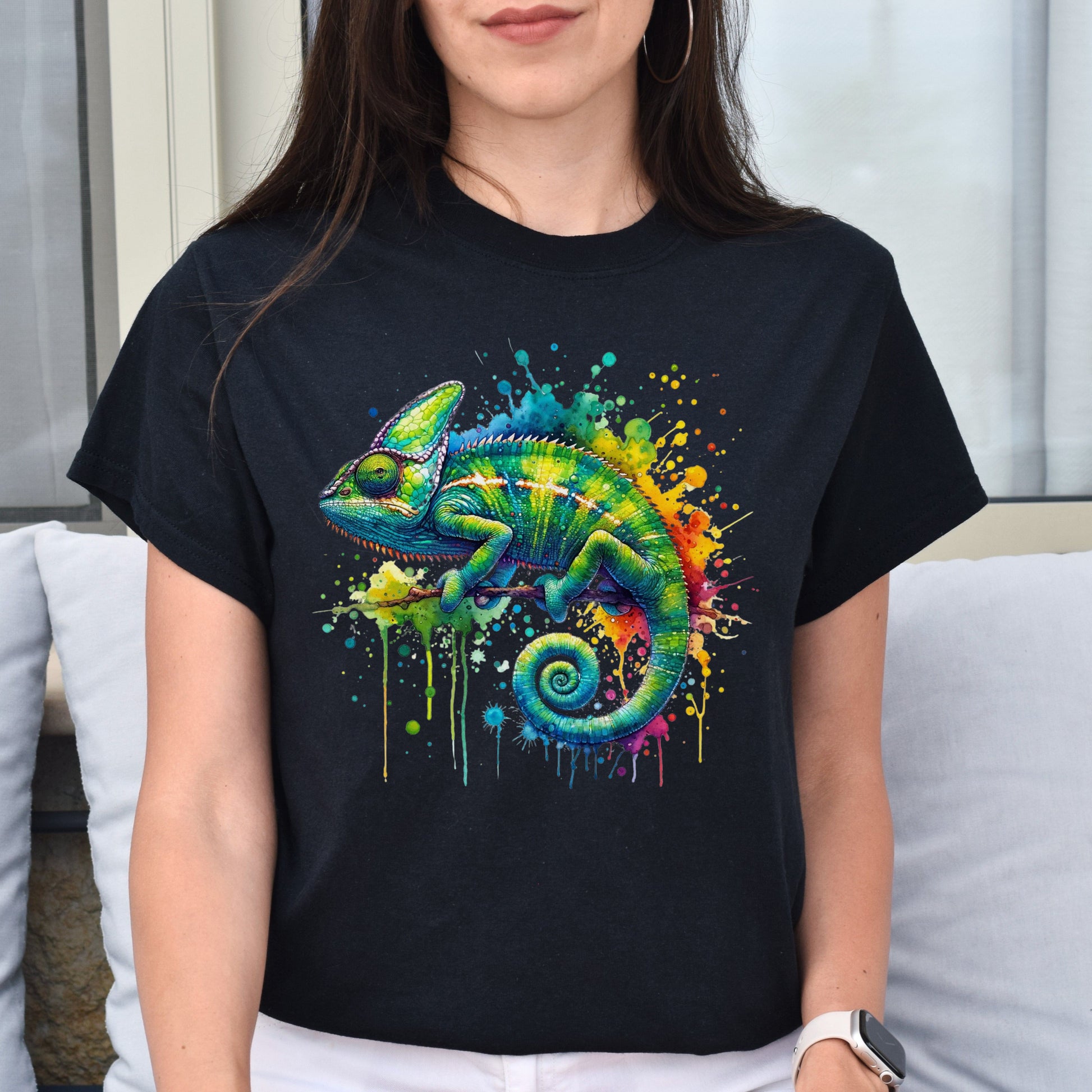 Chameleon mama Color Splash Unisex T-Shirt Black Navy Dark Heather-Family-Gift-Planet