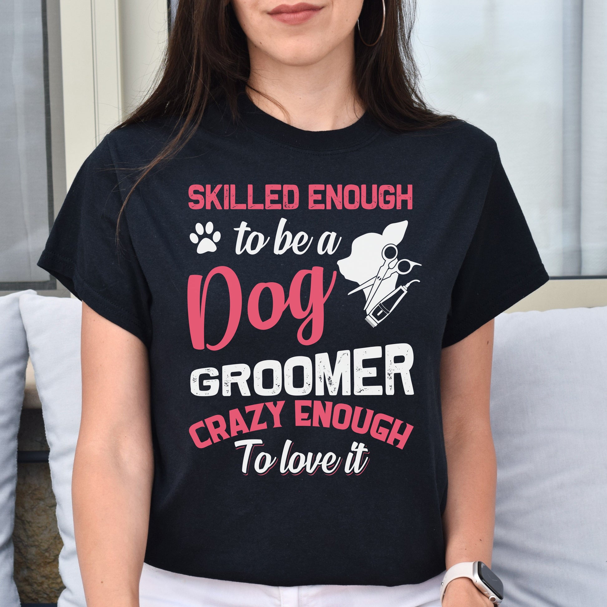 Dog Groomer Unisex T-Shirt gift dog grooming tee black dark heather-Black-Family-Gift-Planet