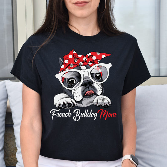 French Bulldog Mom Unisex T-Shirt gift French bulldog mama tee black dark heather-Black-Family-Gift-Planet