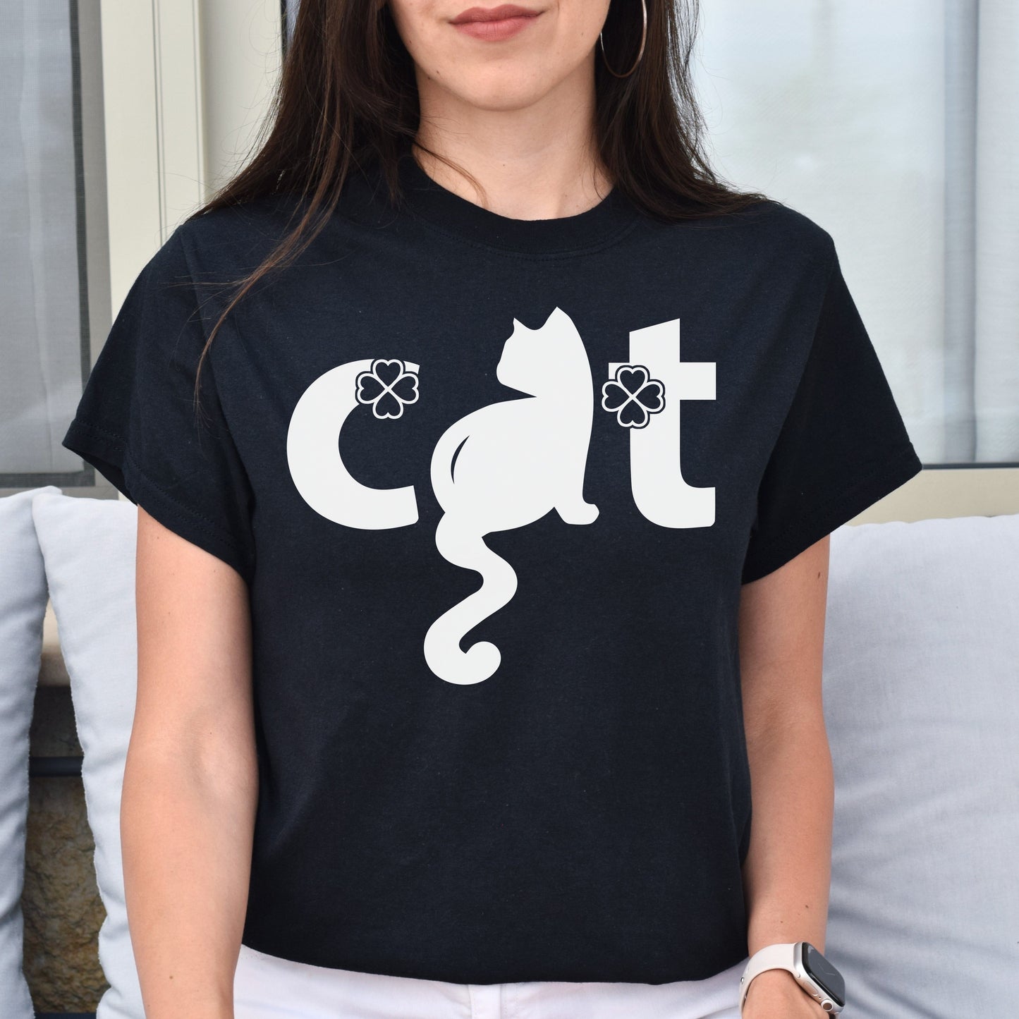 Funny Cat Text Unisex shirt cute cat tee Black Dark Heather-Black-Family-Gift-Planet