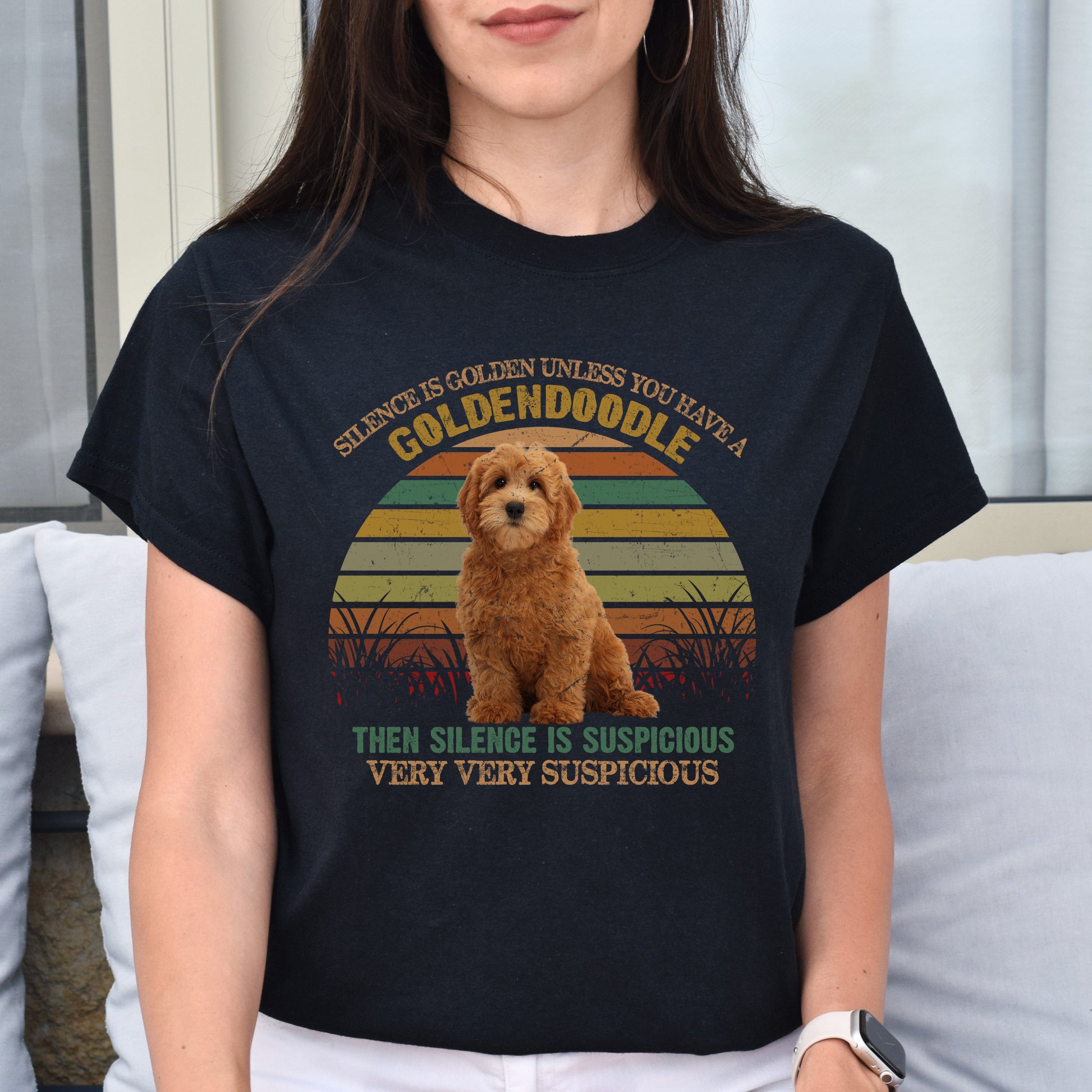 Funny Goldendoodle Unisex T-Shirt gift Goldendoodle dog owner tee black dark heather-Family-Gift-Planet
