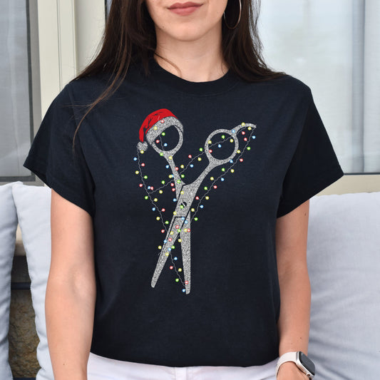 Hair stylist Christmas Unisex T-shirt hairdresser haircutter tee black dark heather-Black-Family-Gift-Planet