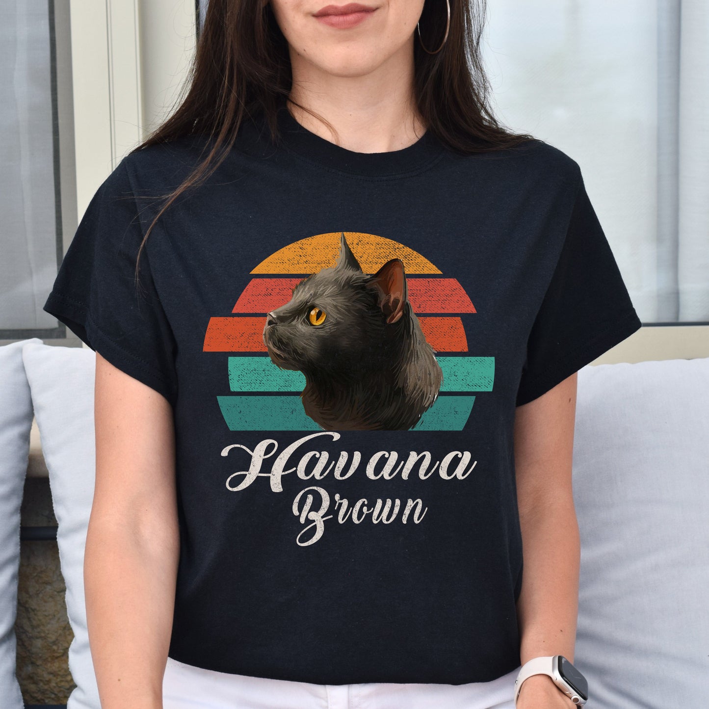 Havana Brown cat retro Unisex shirt Black Dark Heather-Black-Family-Gift-Planet