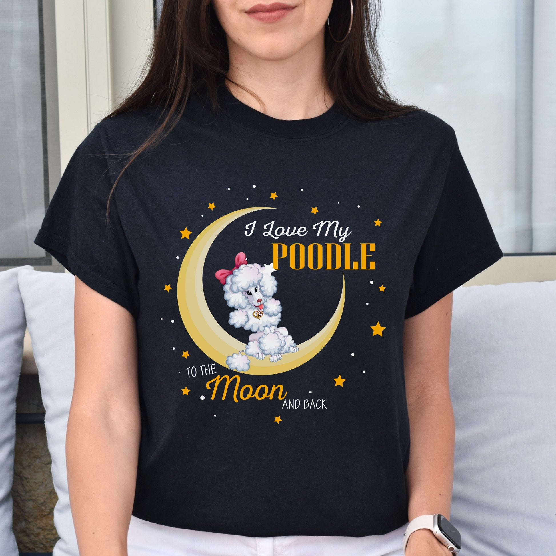 I love my poodle to the moon and back Unisex t-shirt gift black navy dark heather-Family-Gift-Planet