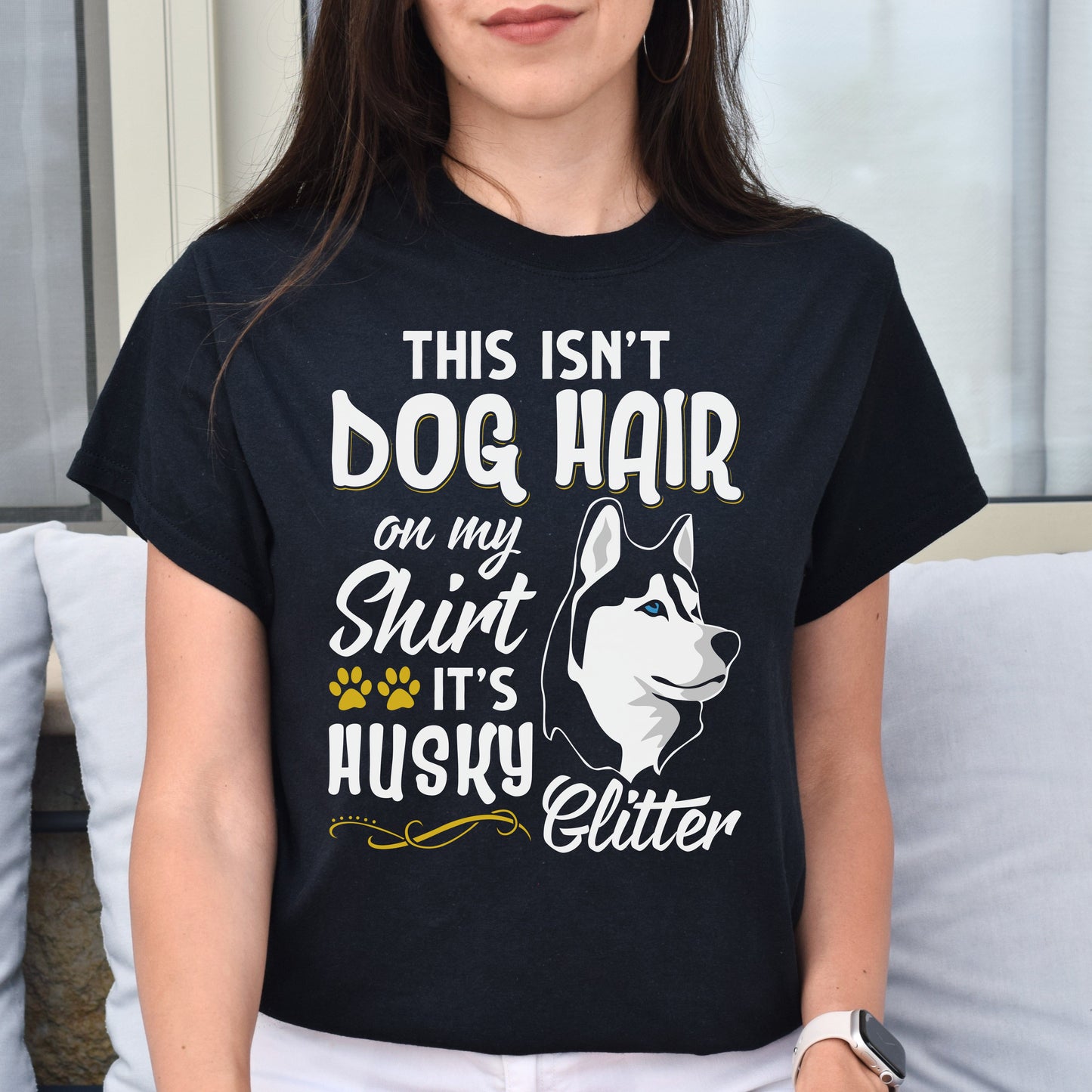 Its husky glitter Unisex t-shirt gift funny husky owner tee black navy dark heather-Black-Family-Gift-Planet