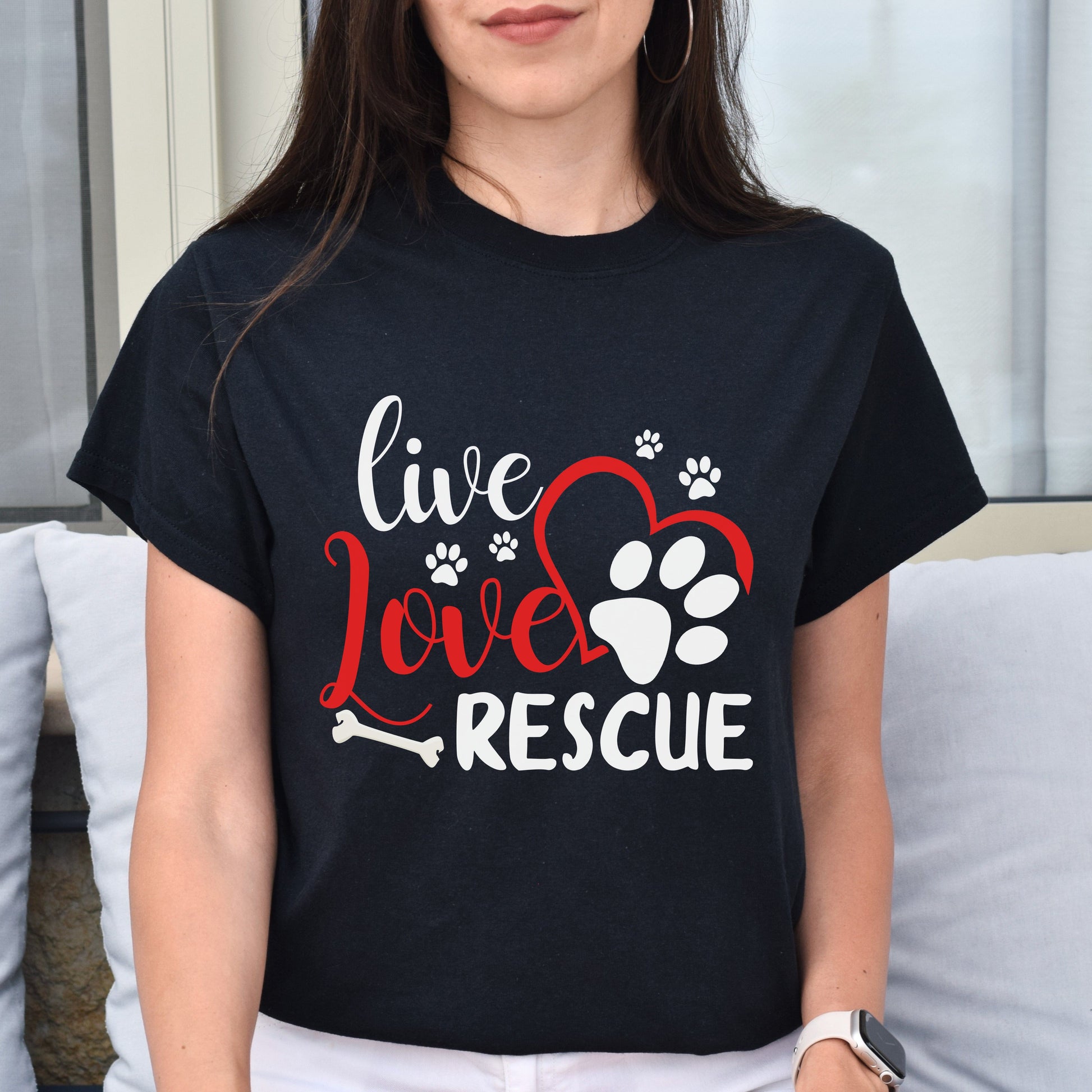Live love rescue - dog adoption Unisex t-shirt gift black navy dark heather-Family-Gift-Planet