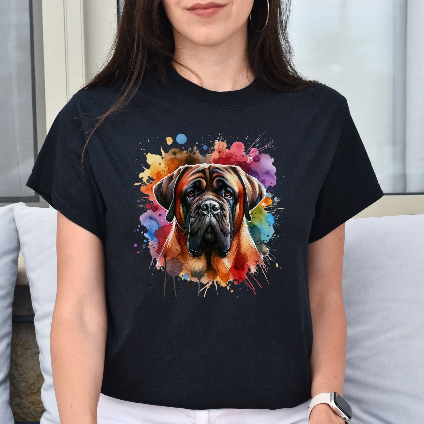 Artistic Mastiff dog Color Splash Unisex T-shirt Black Navy Dark Heather-Family-Gift-Planet