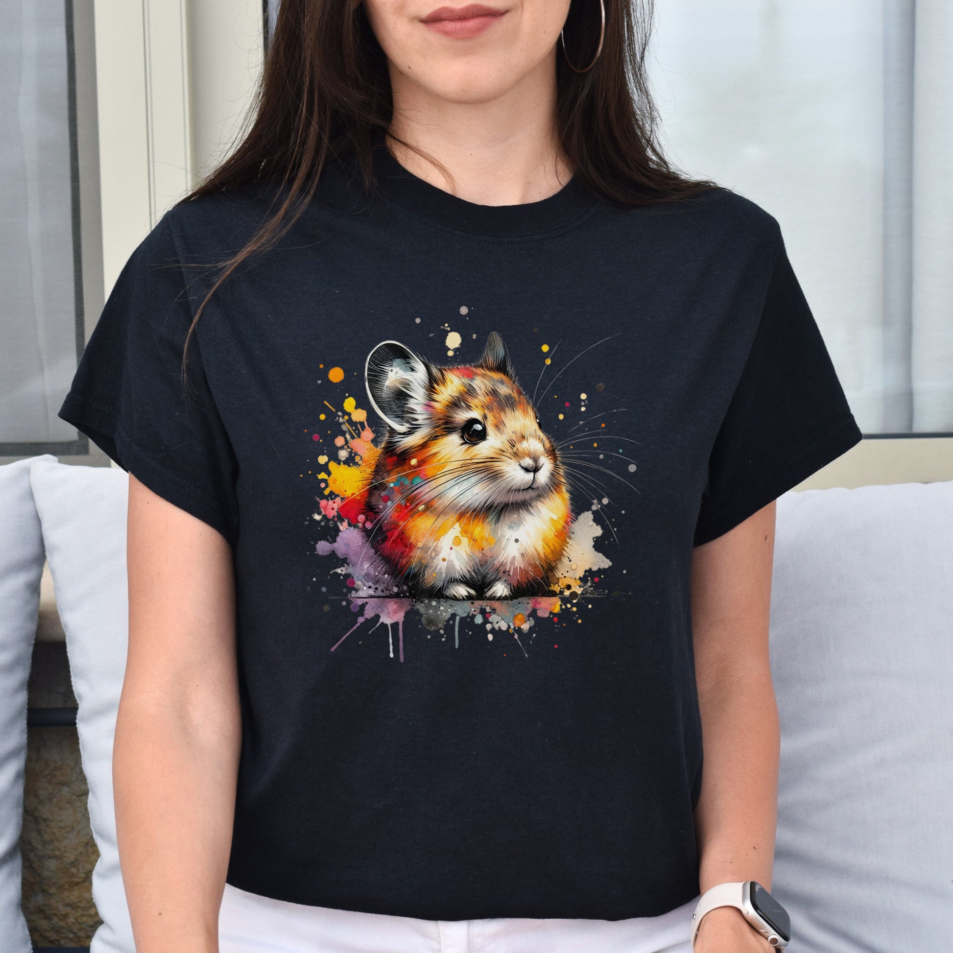 Artistic Pika Color Splash Unisex T-shirt Black Navy Dark Heather-Family-Gift-Planet