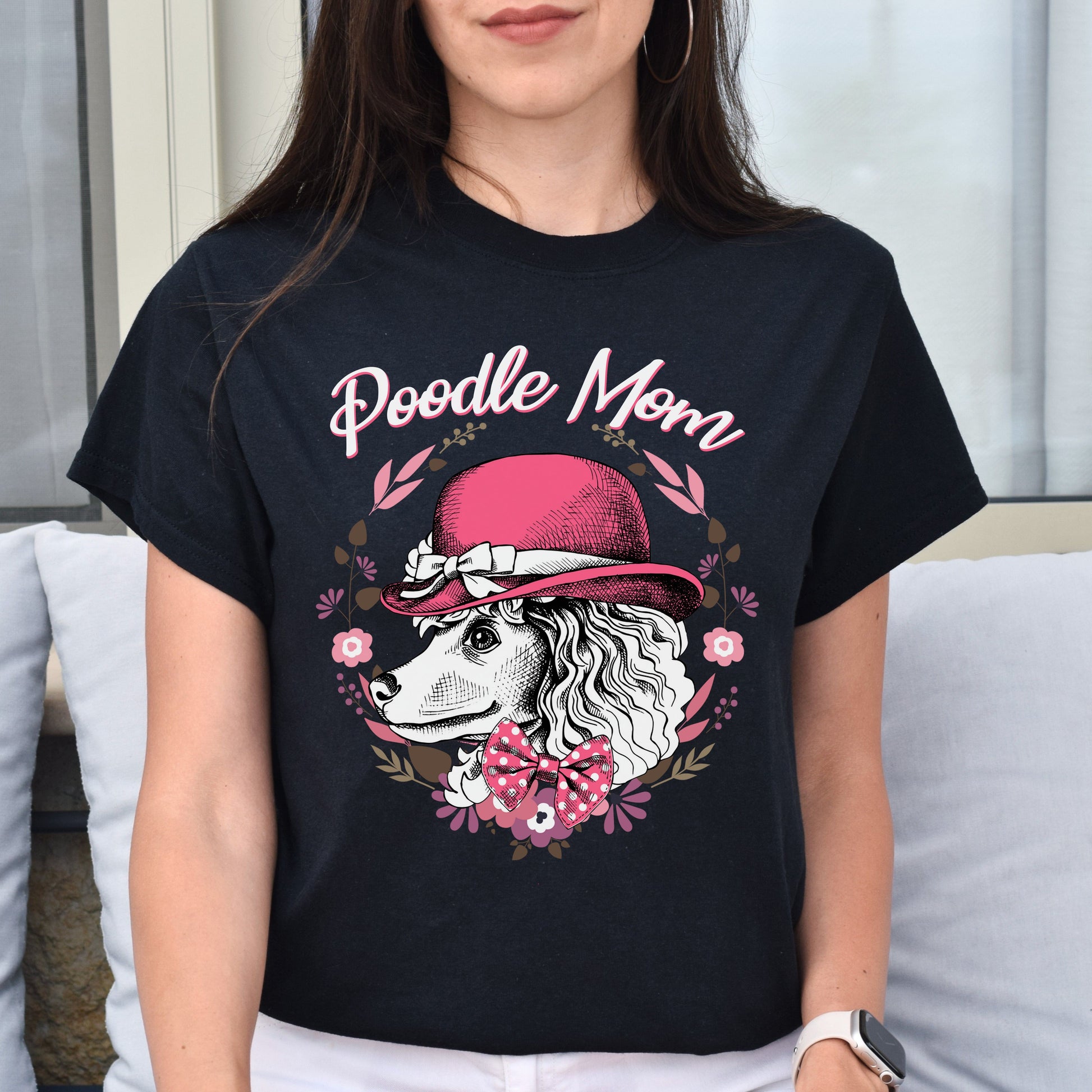 Poodle mom Unisex t-shirt gift poodle mama tee black navy dark heather-Black-Family-Gift-Planet