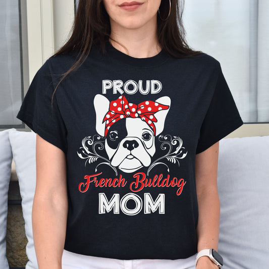 Proud French bulldog mom Unisex t-shirt gift black navy dark heather-Black-Family-Gift-Planet