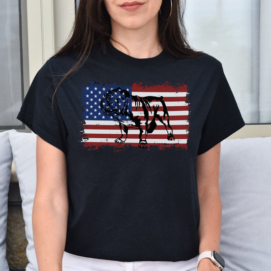 Pug American Flag Unisex T-Shirt gift US Pug dog owner tee black dark heather-Black-Family-Gift-Planet