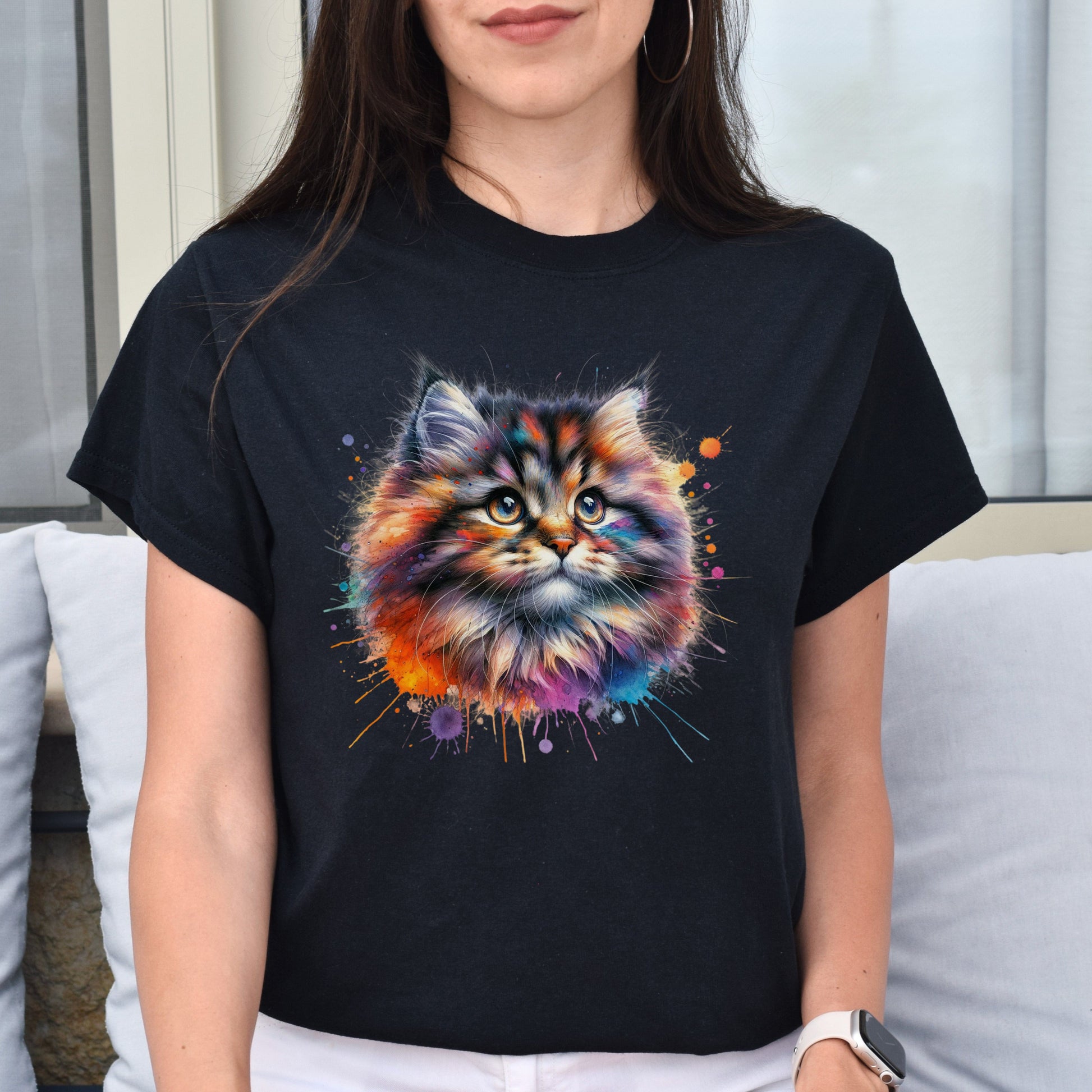 Ragamuffin cat mama Color Splash Unisex T-shirt Black Navy Dark Heather-Black-Family-Gift-Planet