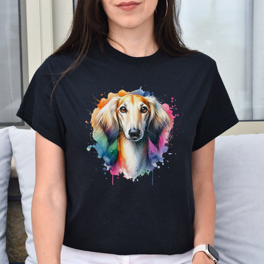 Saluki dog mama Color Splash Unisex T-shirt Black Navy Dark Heather-Black-Family-Gift-Planet