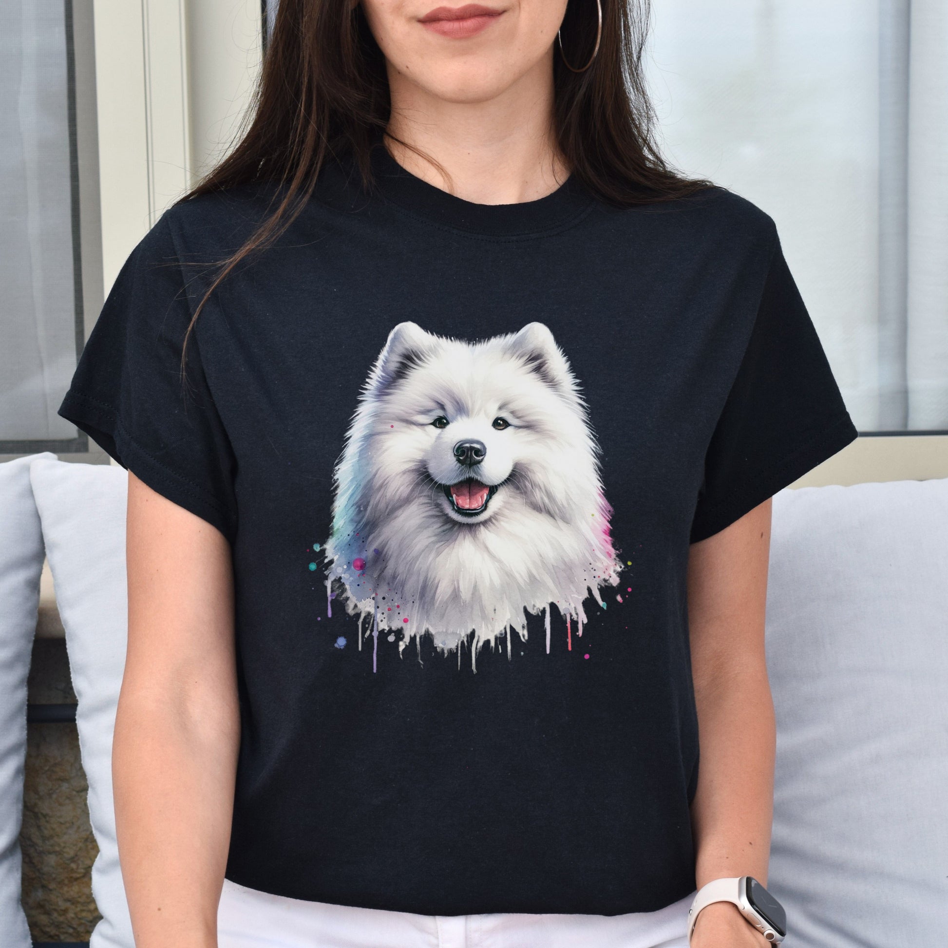 Samoyed dog mama Color Splash Unisex T-shirt Black Navy Dark Heather-Family-Gift-Planet