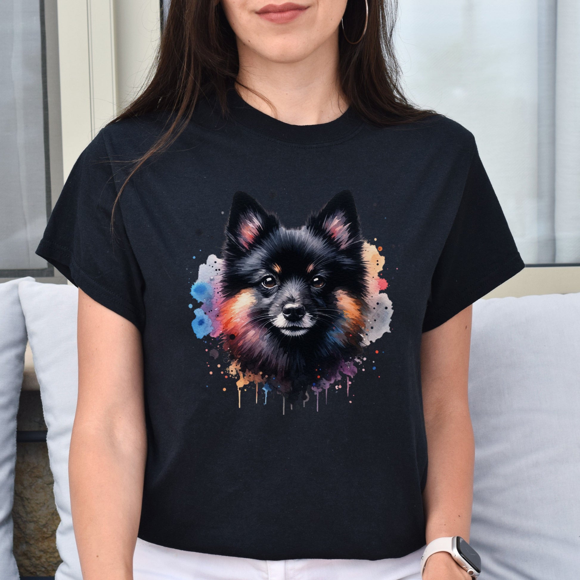 Schipperke dog mama Color Splash Unisex T-shirt Black Navy Dark Heather-Family-Gift-Planet