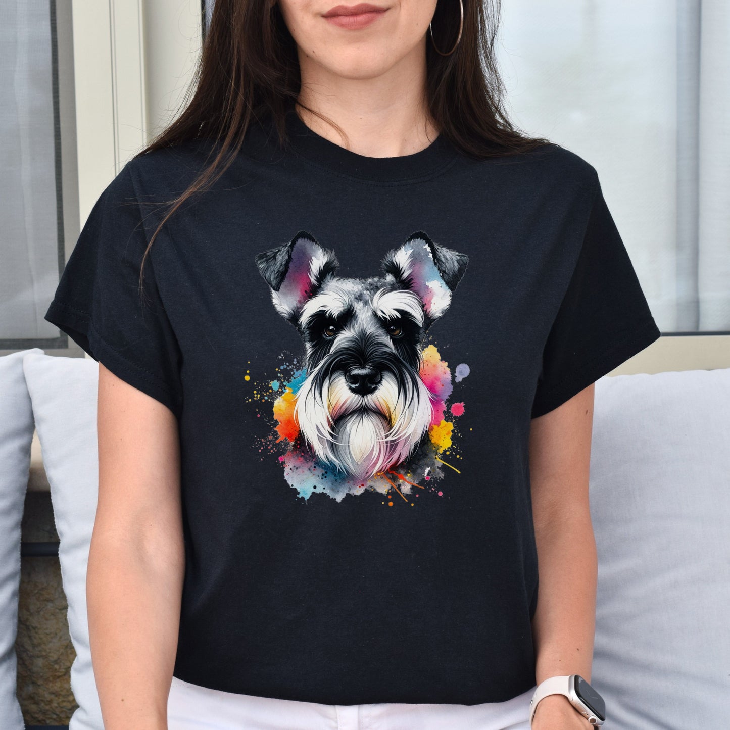 Schnauzer dog mom Color Splash Unisex T-shirt Black Navy Dark Heather-Family-Gift-Planet