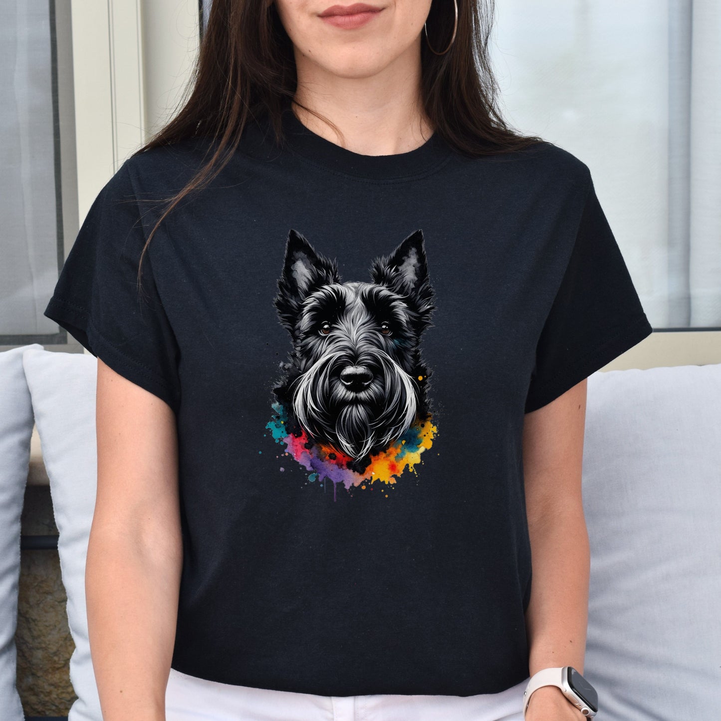 Scottish Terrier dog mama Color Splash Unisex T-shirt Black Navy Dark Heather-Black-Family-Gift-Planet