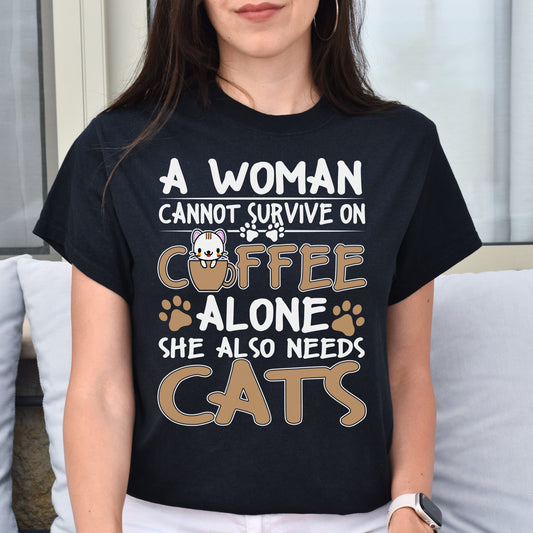 Cats and Coffee Unisex shirt cat owner tee Black Dark Heather-Black-Family-Gift-Planet