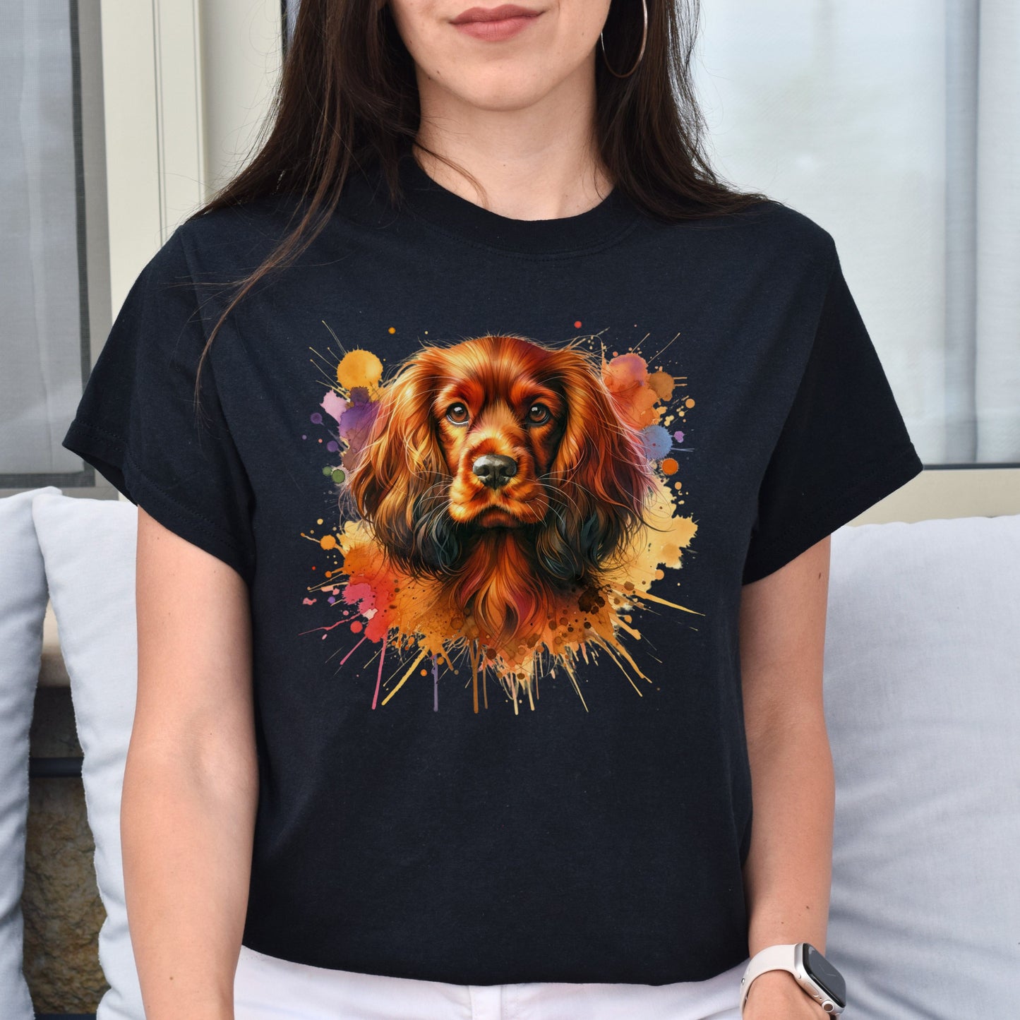 Sussex Spaniel dog mama Color Splash Unisex T-shirt Black Navy Dark Heather-Black-Family-Gift-Planet