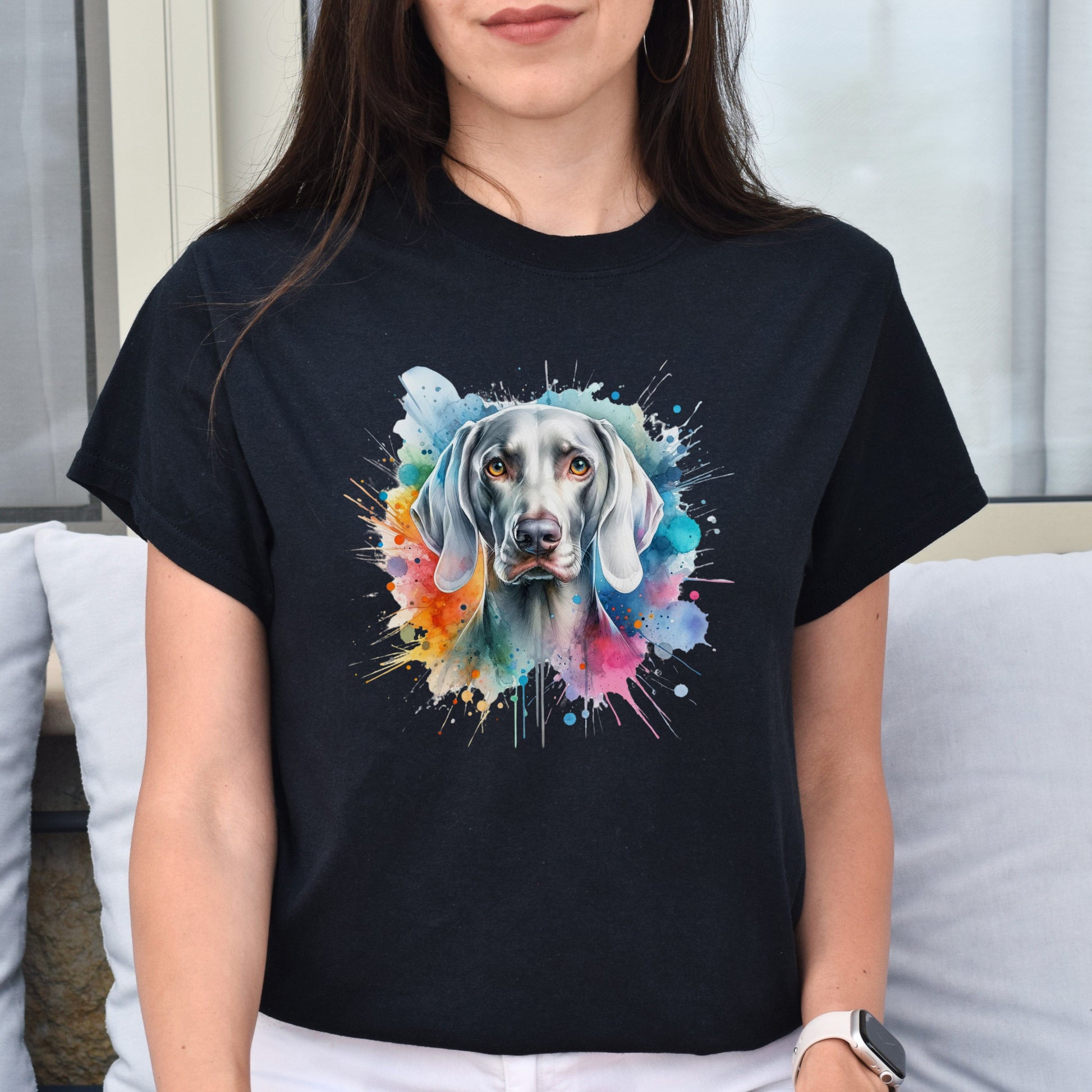 Weimaraner Dog mama Color Splash Unisex T-shirt Black Navy Dark Heather-Family-Gift-Planet