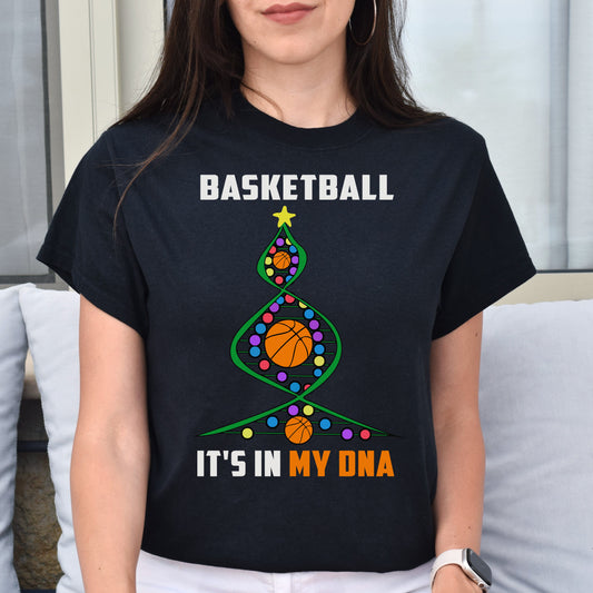 Basketball Christmas tree Unisex shirt Basketball player Holiday tee Black Dark Heather-Black-Family-Gift-Planet