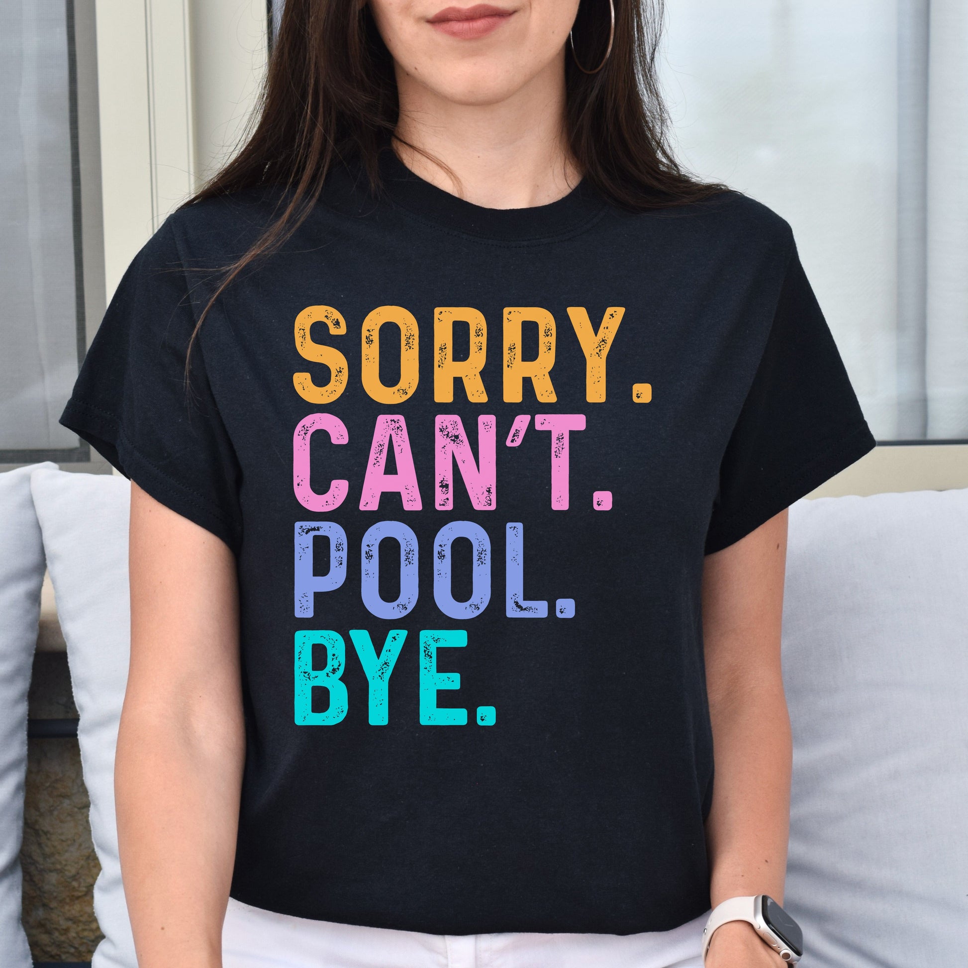 Pool player Unisex t-shirt Sorry Can't Pool Bye tee black dark heather-Family-Gift-Planet