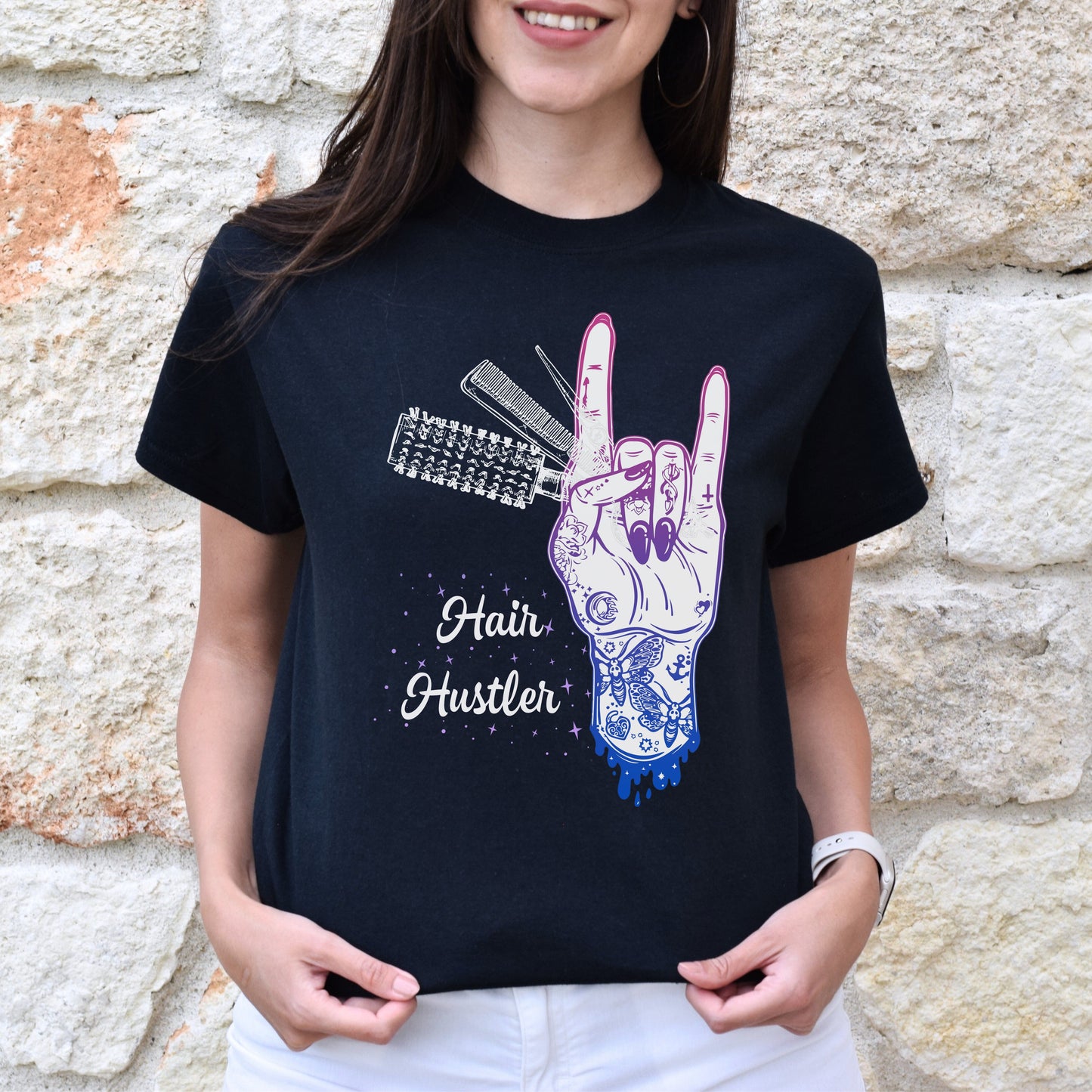 Cool hair hustler Unisex T-shirt hairdresser haircutter tee black dark heather-Black-Family-Gift-Planet