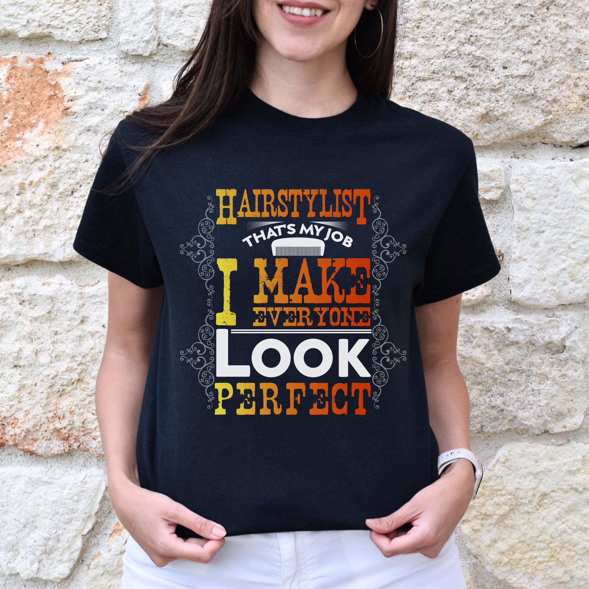 Hairstylist - I make everyone look perfect Unisex T-shirt black dark heather-Family-Gift-Planet