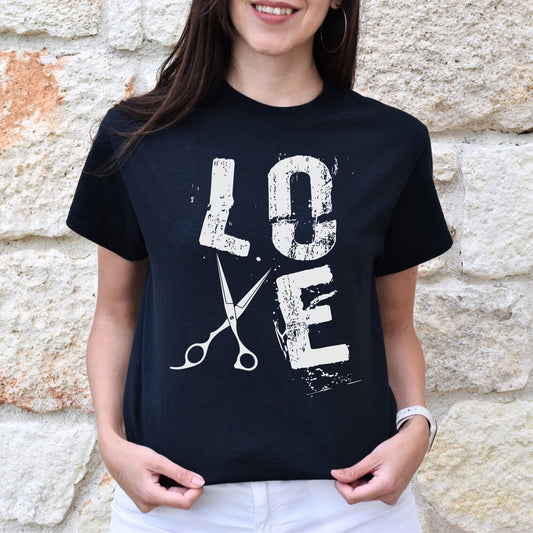 Love hair stylist Unisex T-shirt hairdresser haircutter tee black dark heather-Black-Family-Gift-Planet
