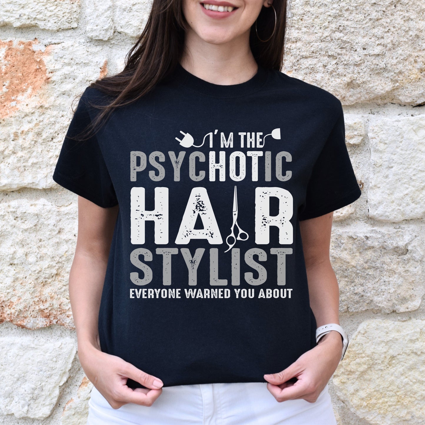 Psychotic hair stylist Unisex T-shirt hairdresser haircutter tee black dark heather-Black-Family-Gift-Planet