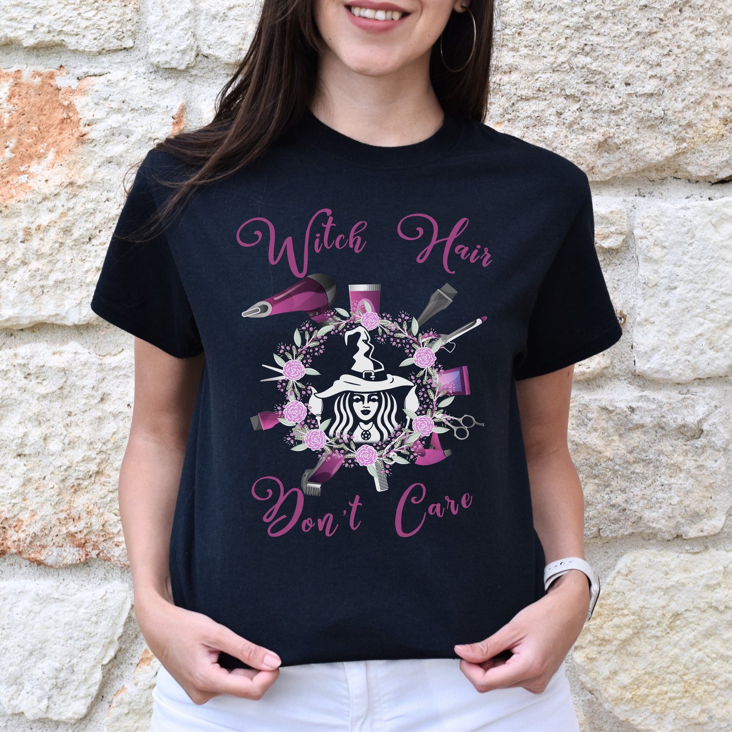 Witch hair don't care Unisex T-shirt hairdresser haircutter tee black dark heather-Family-Gift-Planet