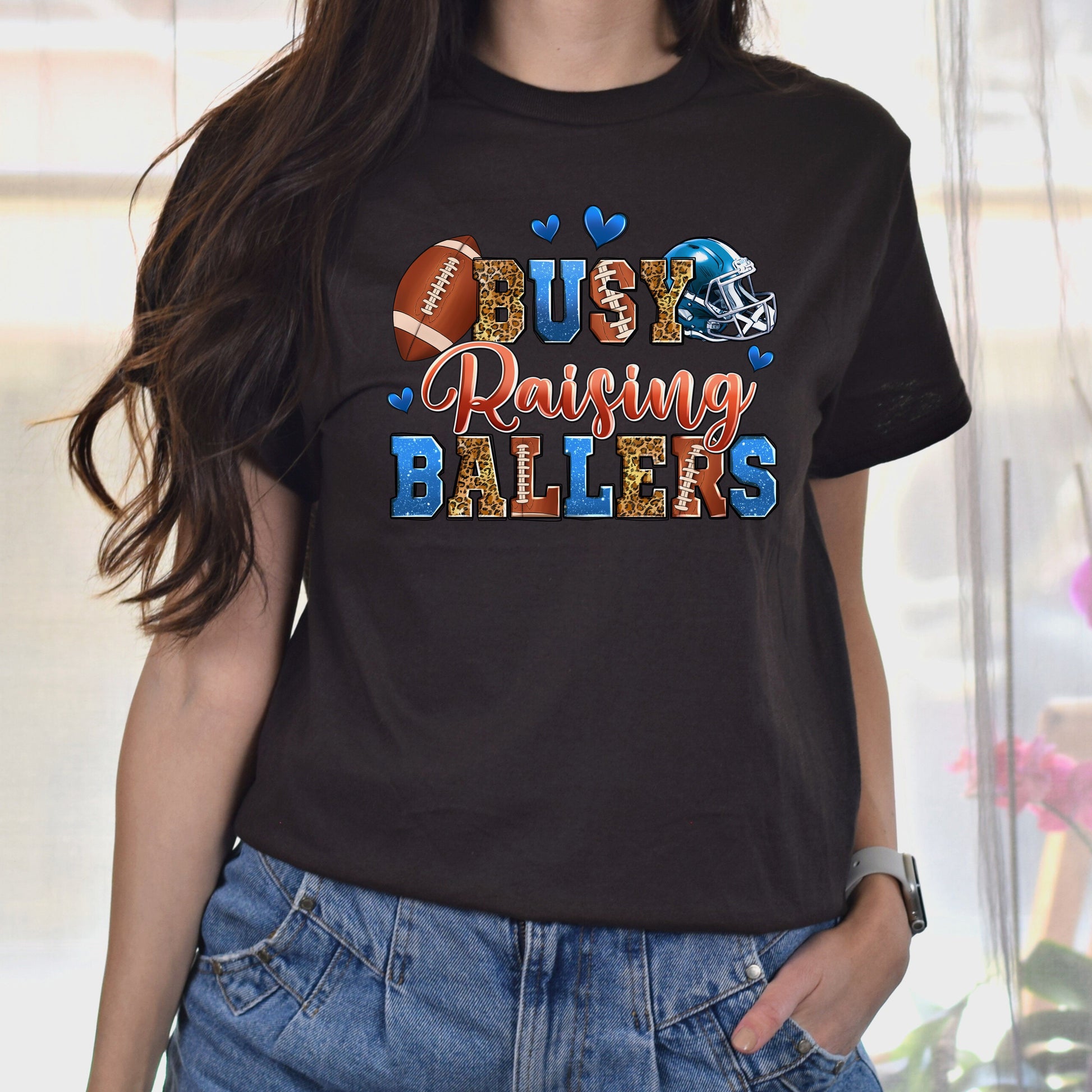American football - busy raising ballers Unisex t-shirt football mom tee gift-Family-Gift-Planet